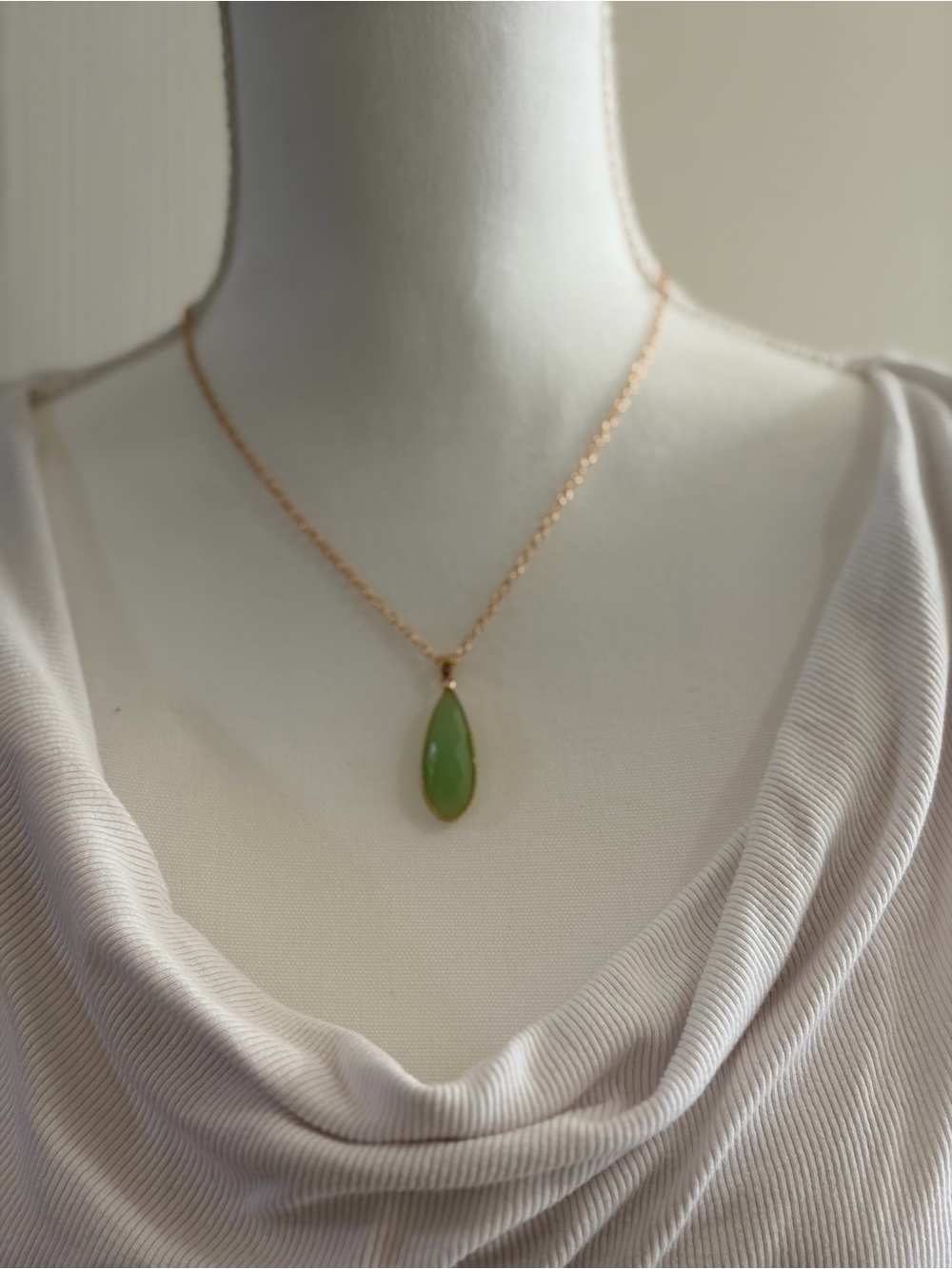 Cato Gold-Tone Necklace with Green Teardrop Pendant